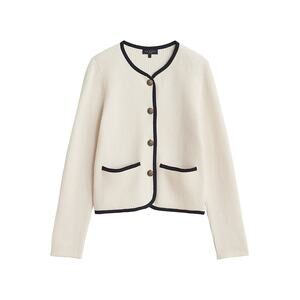 Rag & Bone 'Nancy' White Merino Wool-Blend Rib-Knit Cardigan Size S